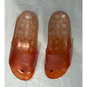 COACH‎ Women Sz  8B  Water-Resistant Jelly Pool Slide Sandals ORANGE
